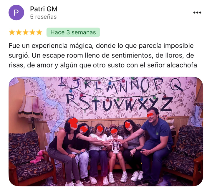 Reseña de Google del Escape Room 1