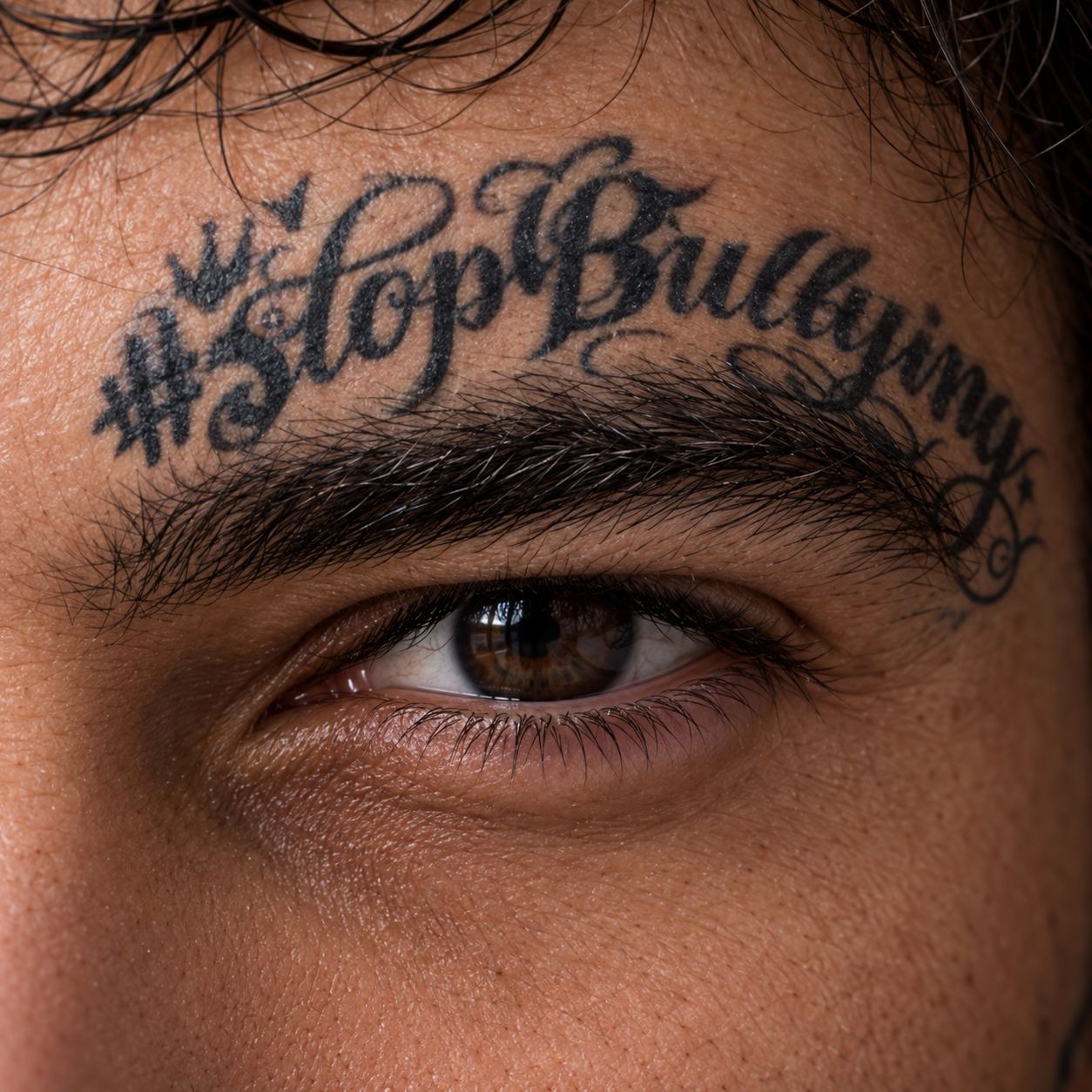 Mirada de Uri y tatuaje Stop Bullying